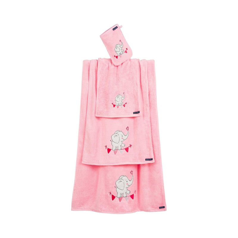 Elefant: Handtuch-Serie für Kinder aus Baumwolle – Rosa