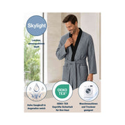 Vincenza: leichter Skylight-Bademantel Herren mit Kimonokragen – Anthrazit