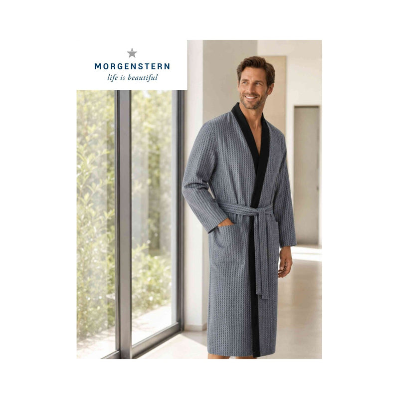 Vincenza: leichter Skylight-Bademantel Herren mit Kimonokragen – Anthrazit