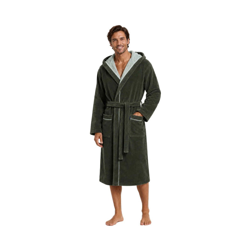 Daniel: Multifaser-Bademantel Herren mit Kapuze - Test "sehr gut" – Grün/Schilf