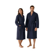 Luca: Waffelpikee-Kimono-Bademantel für Damen und Herren - Leicht, weich, saugfähig & atmungsaktiv – Navyblau