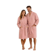 Sascha: kurzer Waffelpikee-Kimono-Bademantel für Damen und Herren - Leicht, weich, saugfähig & atmungsaktiv – Apricot