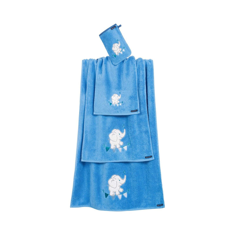 Elefant: Handtuch-Serie für Kinder aus Baumwolle – Blau