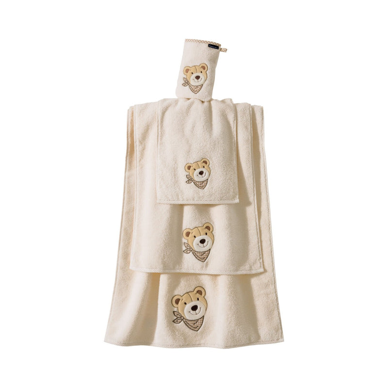 Bär: Handtuch-Serie für Kinder aus Luxus Baumwolle – Creme/Natur/Beige