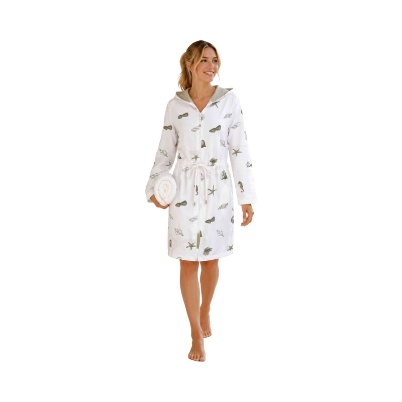 Muschel: kurzer & leichter Skylight-Parka mit Reißverschluss für Damen mit Kapuze – Weiß