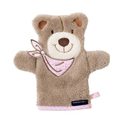 Bär: Waschhandschuh Figur für Kinder aus Luxus Baumwolle – Rosa