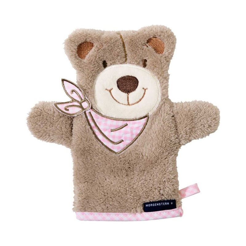 Bär: Waschhandschuh Figur für Kinder aus Luxus Baumwolle – Rosa