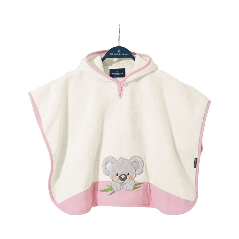 Koala: Poncho für Kinder mit Kapuze aus Luxus Baumwolle – Rosa