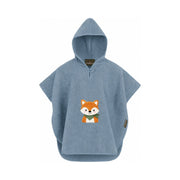 Fuchs: Poncho für Kinder mit Kapuze in Microcotton-Qualität – Blau