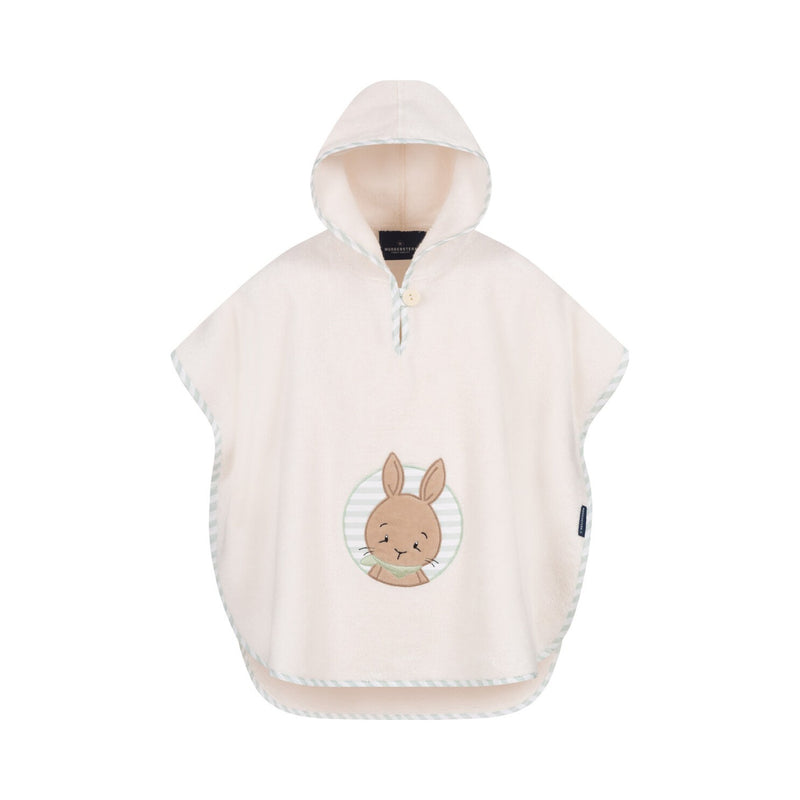 Hase: Poncho für Kinder mit Kapuze aus Luxus Baumwolle – Creme/Natur/Beige