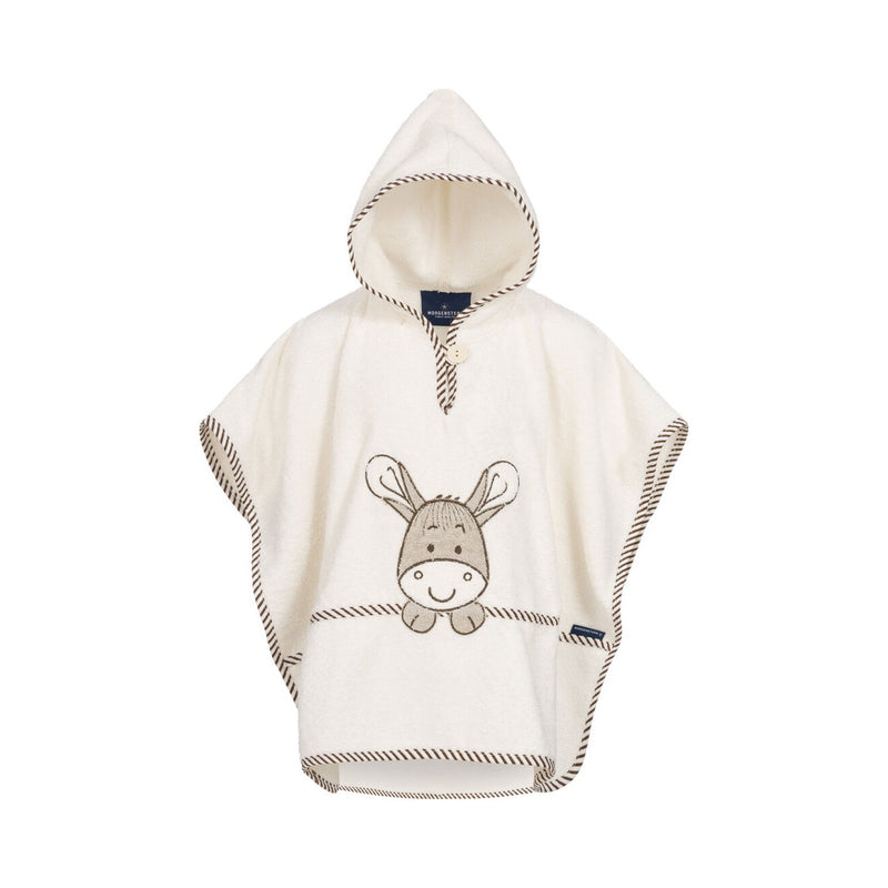 Esel: Poncho für Kinder aus Baumwolle – Creme/Natur/Beige