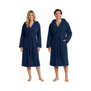 Jules: Microcotton-Bademantel für Damen und Herren mit Kapuze – Marine