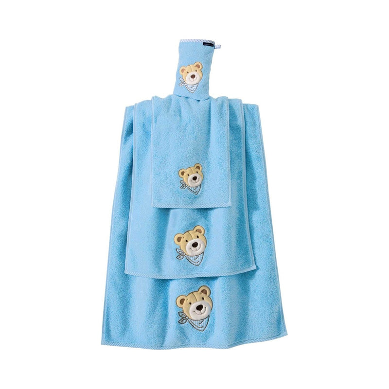 Bär: Handtuch-Serie für Kinder aus Luxus Baumwolle – Blau