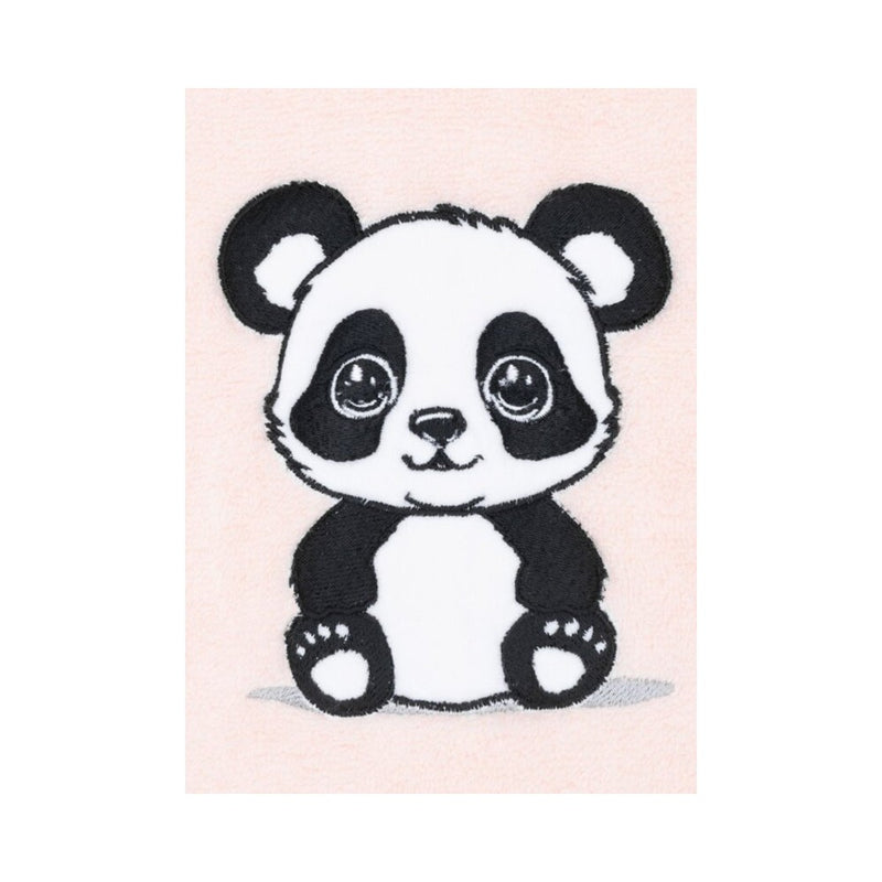Panda: Kapuzentuch für Kinder aus Baumwolle – Pfirsich