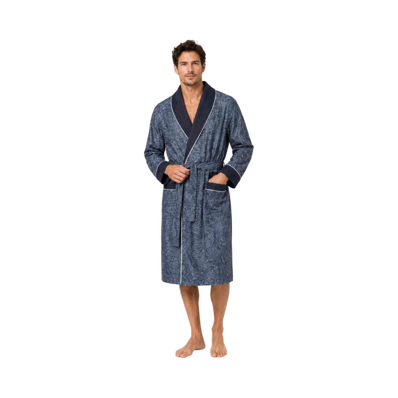 Theo: leichter Skylight-Bademantel Herren mit Schalkragen – Blau
