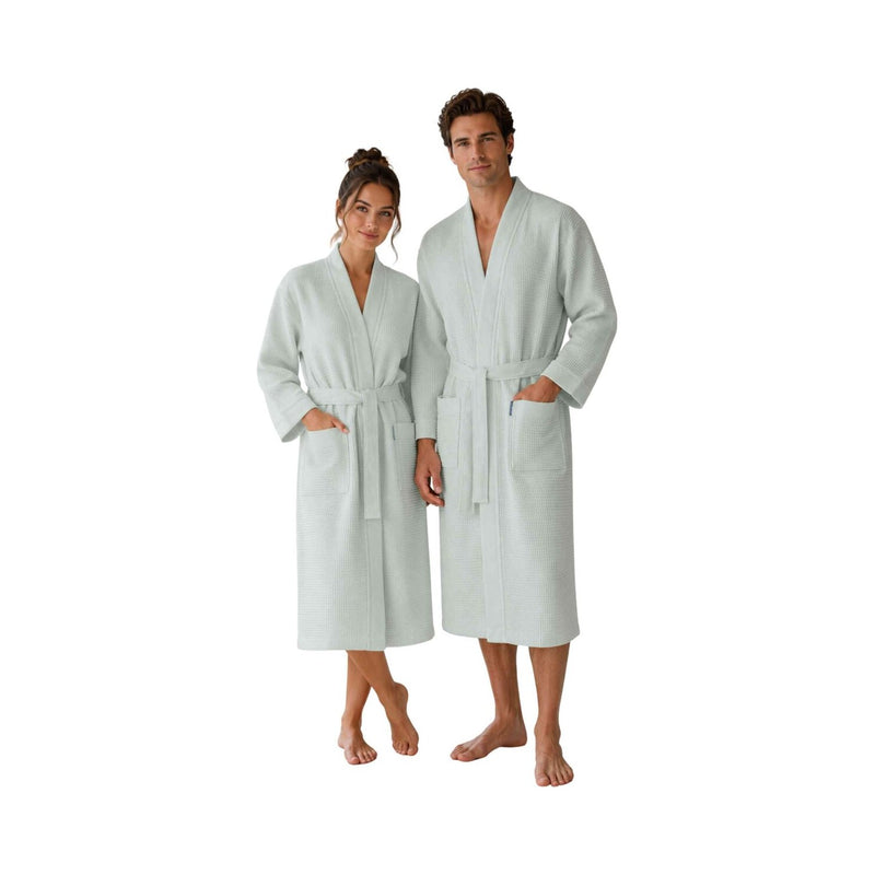Luca: Waffelpikee-Kimono-Bademantel für Damen und Herren - Leicht, weich, saugfähig & atmungsaktiv – Mint