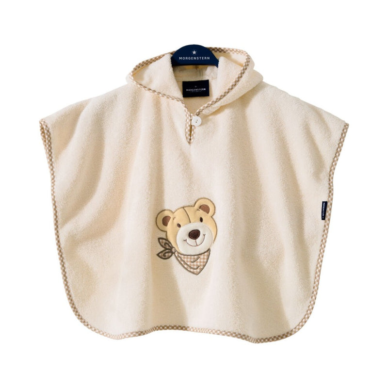 Bär: Poncho für Kinder mit Kapuze aus Luxus Baumwolle – Creme/Natur/Beige