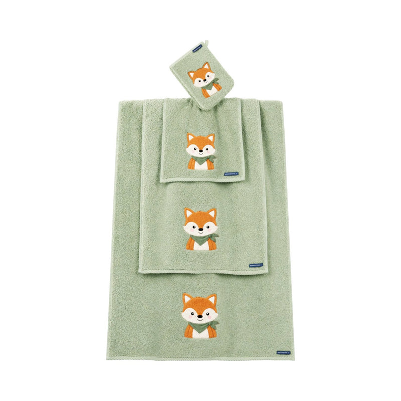 Fuchs: Handtuch-Serie für Kinder aus Microcotton – Grün