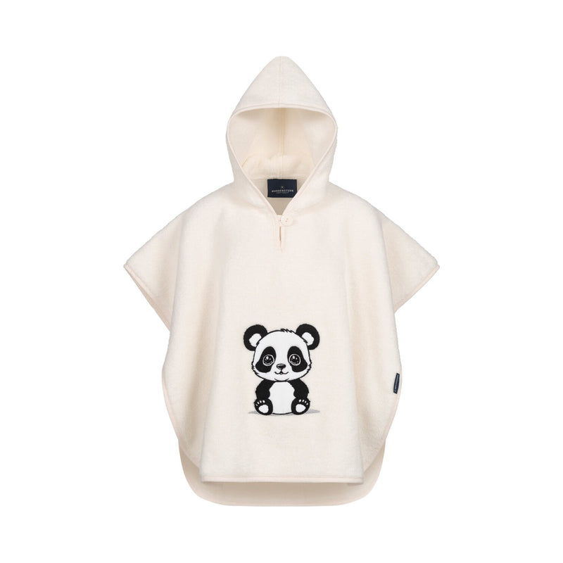 Panda: Poncho für Kinder aus Baumwolle – Creme/Natur/Beige