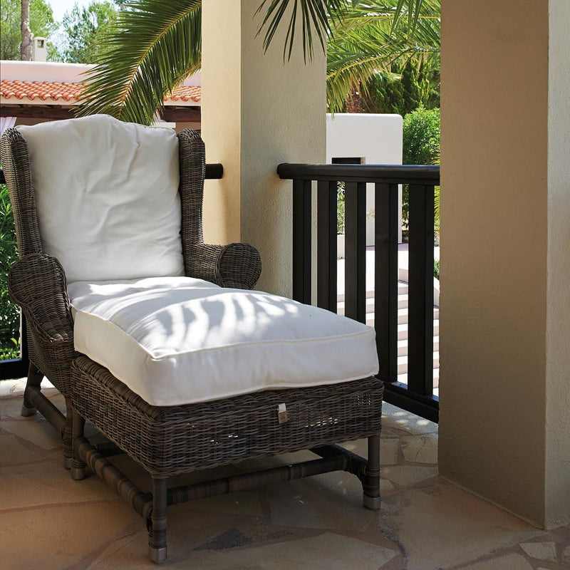Outdoor Rustic Rattan Nicolas Wing Chair Footstool - Betten Ritter Living