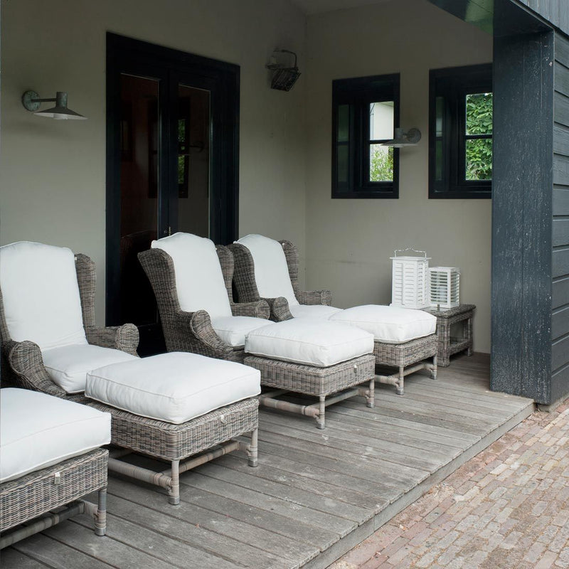 Outdoor Rustic Rattan Nicolas Wing Chair Footstool - Betten Ritter Living