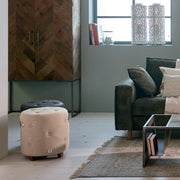 Bowery Footstool, linen, flax - Betten Ritter Living