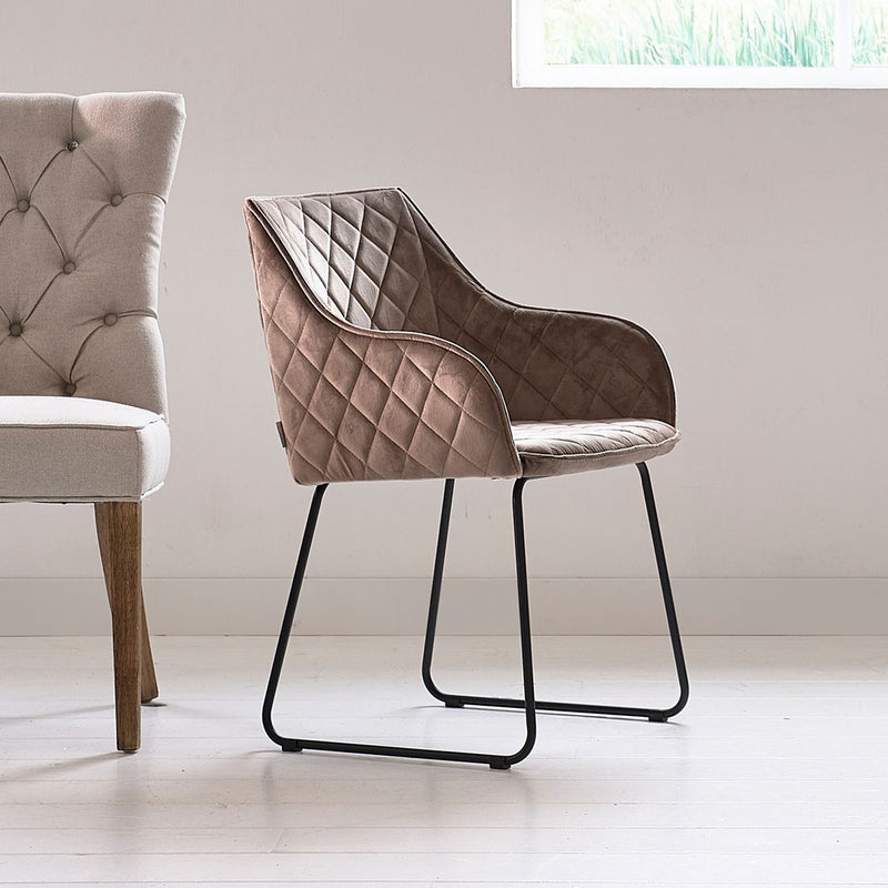 Frisco Drive Dining Armchair, velvet III, golden mink - Betten Ritter Living