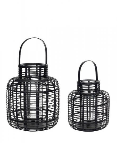 Hbsch Interior runde Bambus-Laterne "schwarz" 2er-Set | Betten Ritter